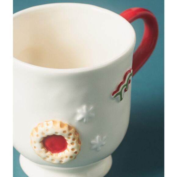 NWT: Anthropologie - Holifaye, Red Handle, Hand-Painted, Stoneware Coffee Mug - Picture 6 of 7
